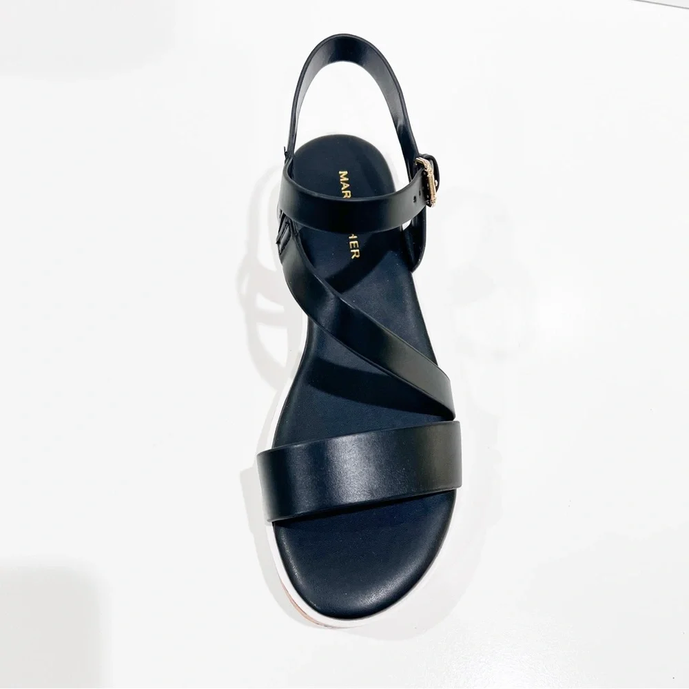 Marc Fisher Grandie Cork Platform Strappy Wedge Sandals Buckle Black 7.5 NEW - Picture 9 of 16
